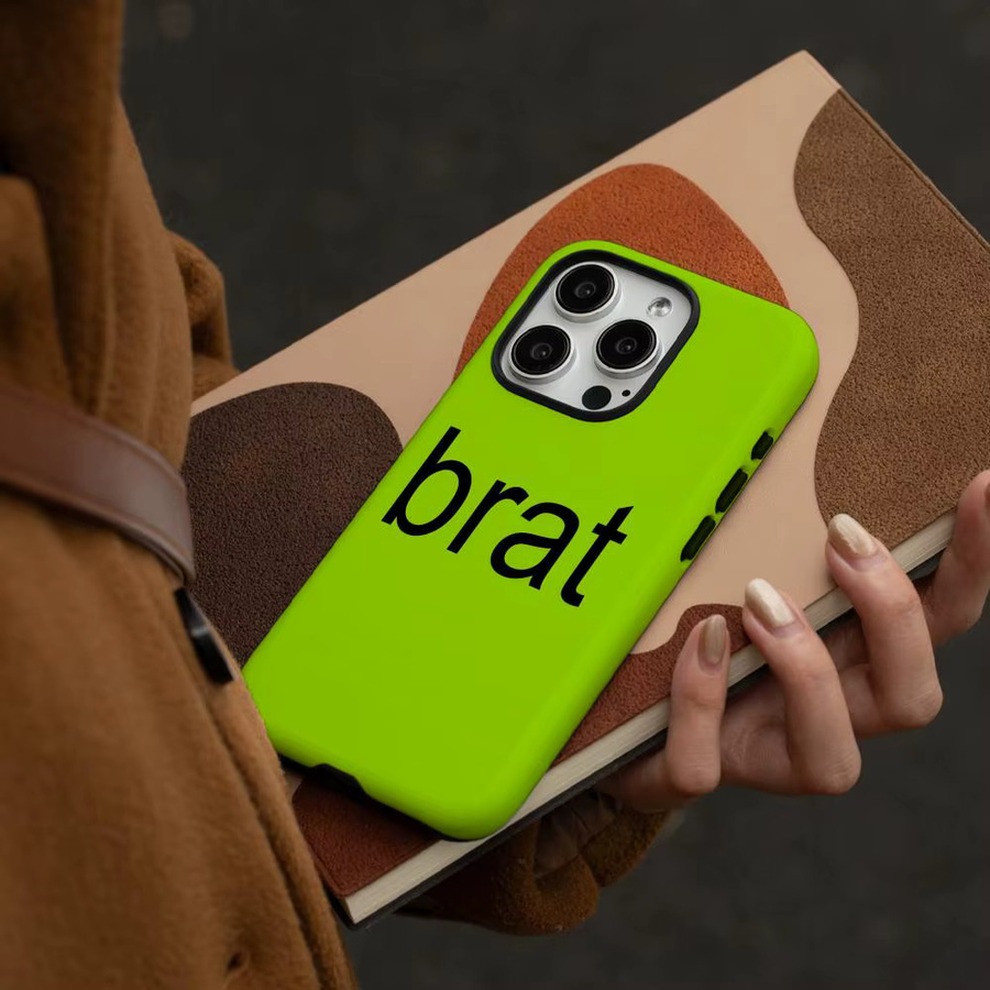 Glänzende C-Charli XCX Brat Handyhülle für iPhone 17 16 15 14 13 12 Pro Max Plus in Weiß und Grün mit HD-Doppelschicht-Flüssighartschale - Bild 2