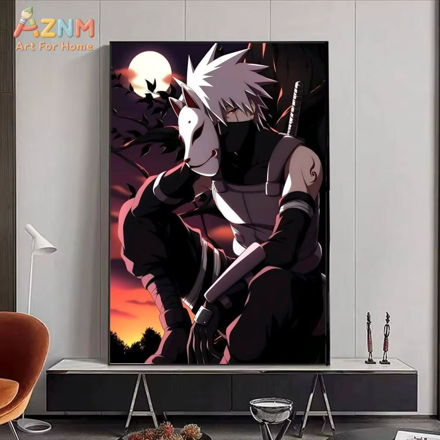 Kayou Naruto Hatake Kakashi Sharingan und Chidori Anime-Leinwandgemälde, Wandkunst Poster in Mehrfarbig - Bild 5