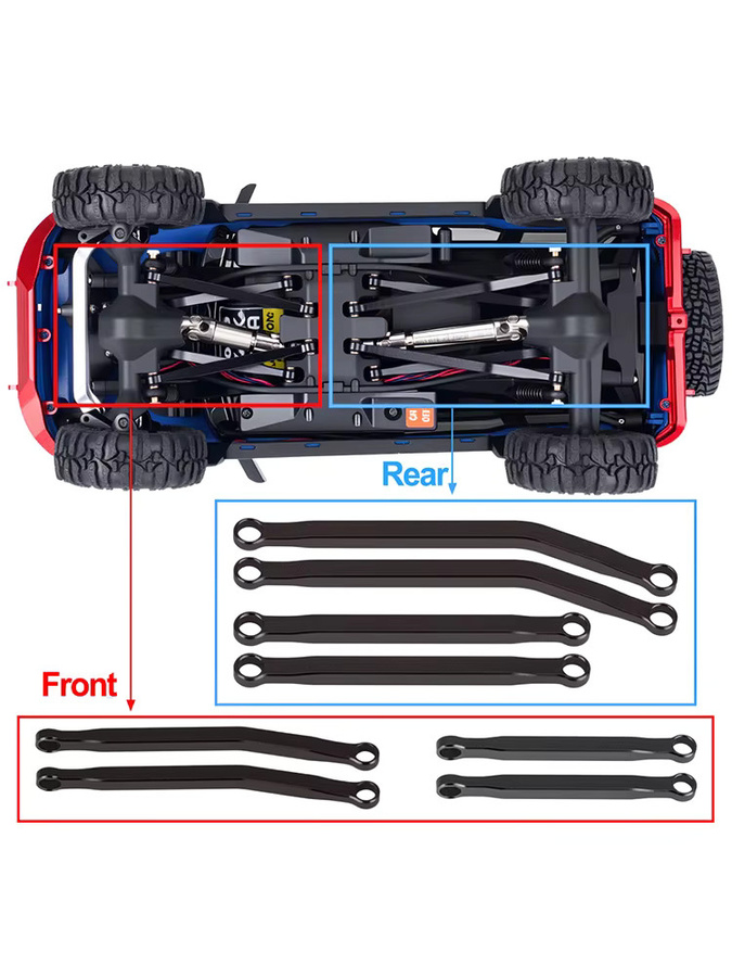 MALOM RC Verbindungsstangen-Set, 8-teiliges Set, 1:30, Metall, Grau, Schwarz - Bild 2
