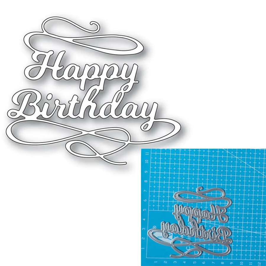 Metall Stanzformen Alles Gute zum Geburtstag mit Buchstaben und Zahlen in Silber für Bastelarbeiten und Scrapbooking - Bild 3