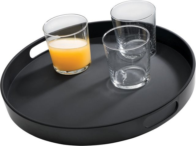 Rundes APS BISTRO Tablett aus Melamin in Schwarz, Durchmesser: 35,5 cm, Höhe: 4,5 cm - Bild 1