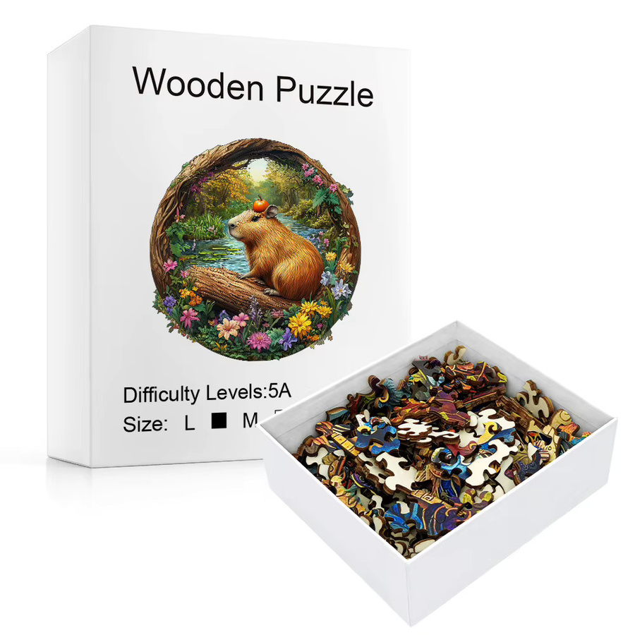 Supretty Holzpuzzle Capybara mit Kürbis, Waldtier-Puzzle, Bunt / Mehrfarbig - Bild 2