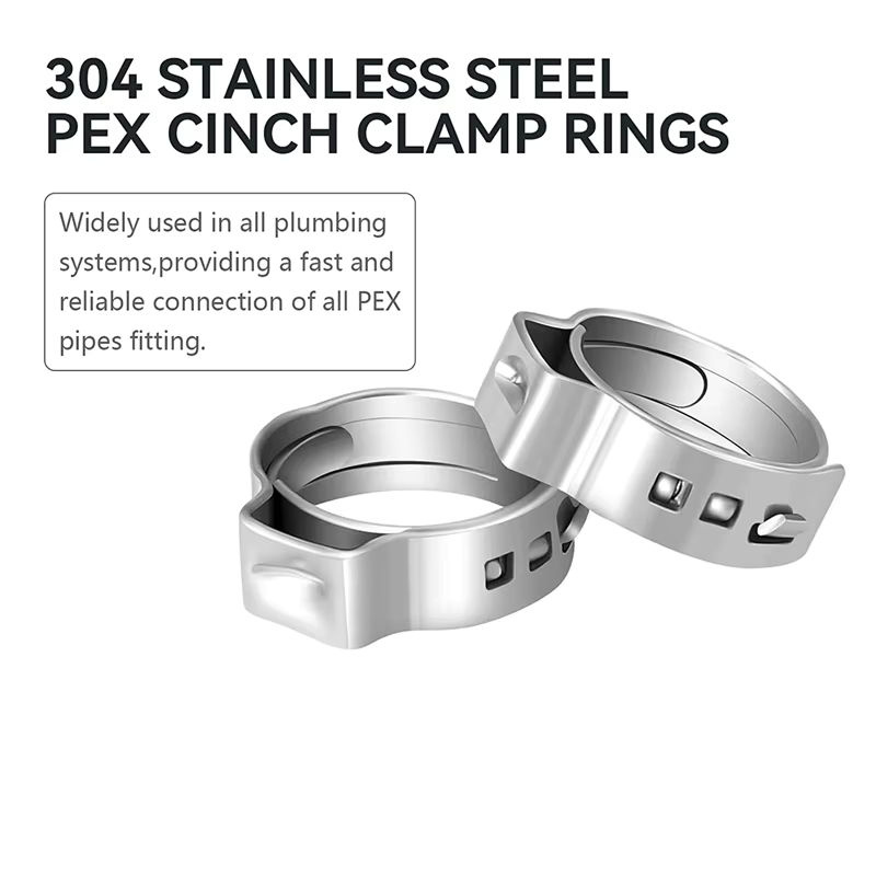 ETRT 200 Stück Pex-Cinch-Klemmringe aus Edelstahl 304, 1/2-Zoll Pex-Crimpringe für Rohrverschraubungen - Bild 3