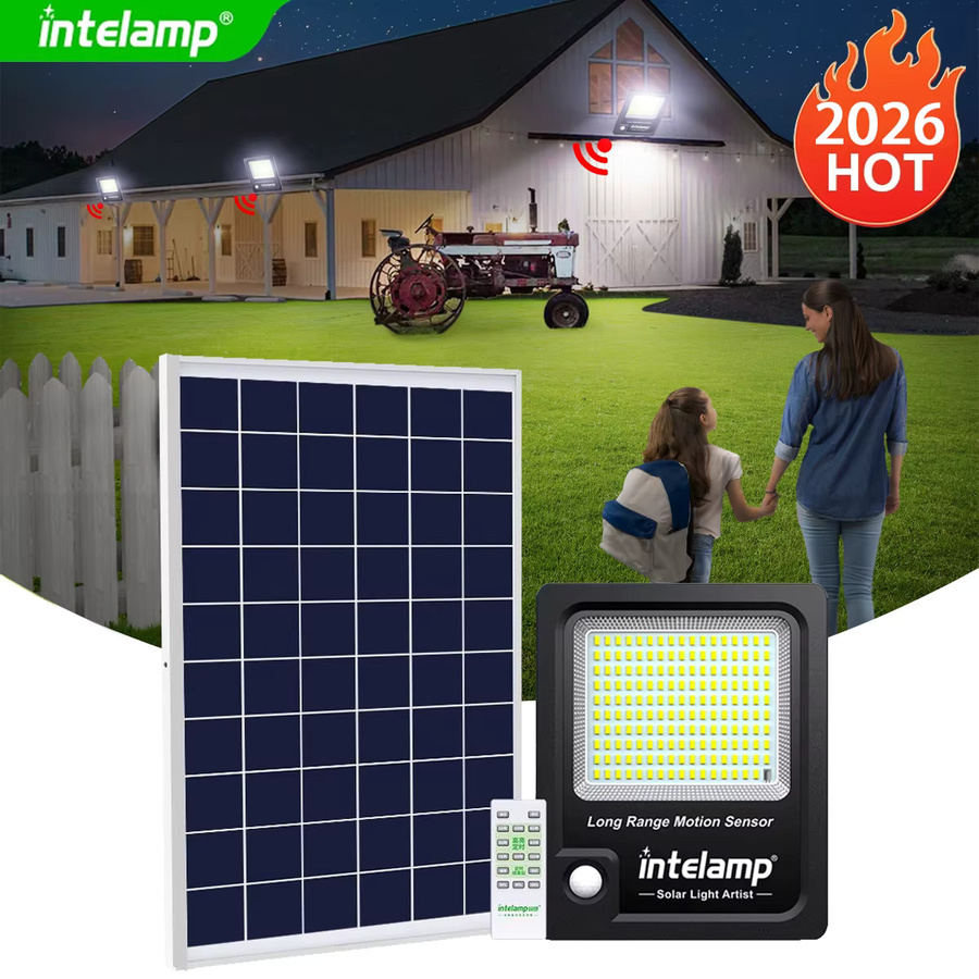 intelamp Solarleuchte für den Außenbereich mit 12000 mAh Akku, Schwarz, Flutlicht mit Bewegungssensor für Garten, Hof und Veranda - Bild 4