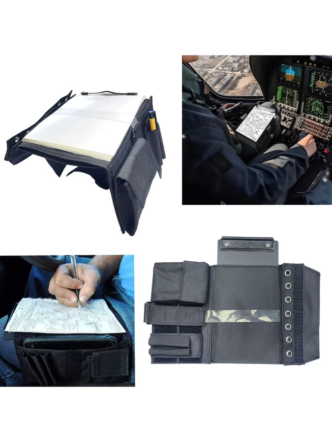 Pilot Reversible Kneeboard Schwarz als Beinmontierte Zwischenablage mit Stifthalter und Panelhalter für Piloten - Bild 5