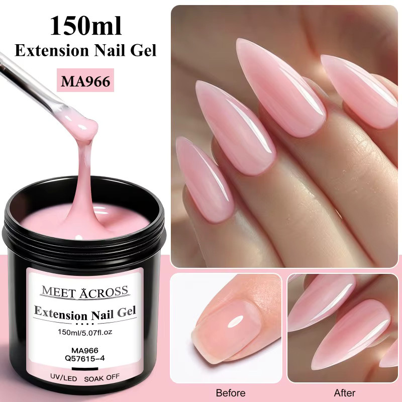 MEET ACROSS Builder Nail Gel Set, Rosa Weiß, 3 x 150 ml, Glänzend - Bild 2