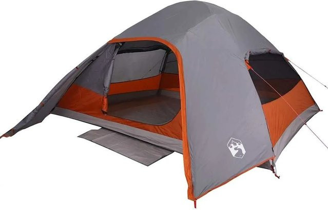 vidaXL Kuppel-Campingzelt für 4 Personen in Grau, wasserdicht - Bild 1
