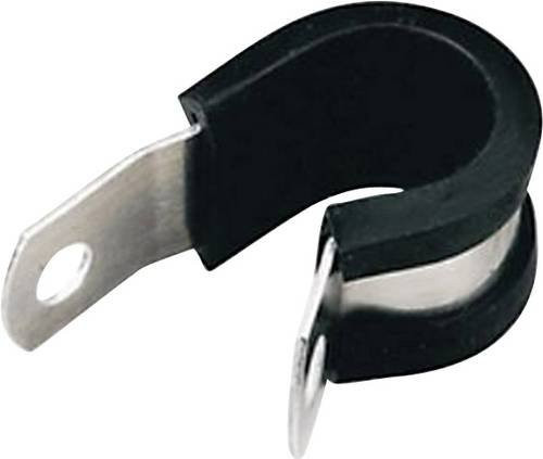 HellermannTyton ALU16C Befestigungsschelle 211-15160 aus Aluminium mit Chloropren-Schutzprofil in Silber und Schwarz, maximaler Bündel-Durchmesser: 22,20 mm - Bild 1