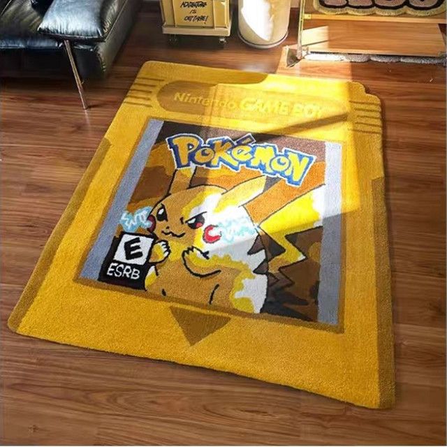 Pokémon Plüschteppich im Spielmodul-Design mit Pikachu und Gengar in Gelb - Bild 1