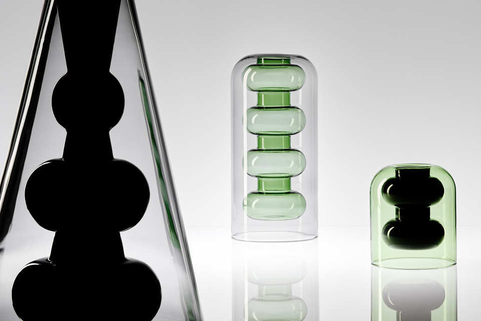 Tom Dixon Bump Vase Short Glas Tischvase in Schwarz und Grün - Bild 2