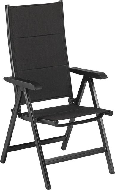 Kettler BasicPlus Padded Klappstuhl in Anthrazit mit verstellbarer Rückenlehne aus Aluminium und Textilene - Bild 1