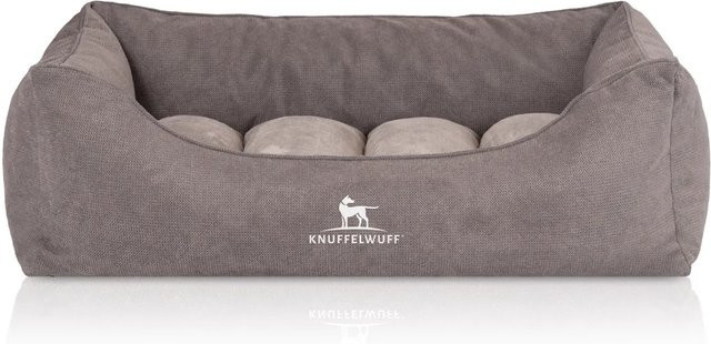 Knuffelwuff Hundebett Baltimore Orthopädisch aus Velours in Grau mit abnehmbarem Bezug und erhöhtem Rand, B/T/H: 100 x 70 cm - Bild 1
