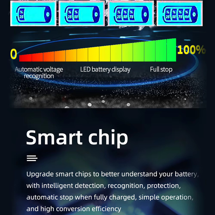 Intelligentes Puls-Ladegerät für Auto und Motorrad mit Digital-LCD-Display, 12V/24V, Schwarz - Bild 5