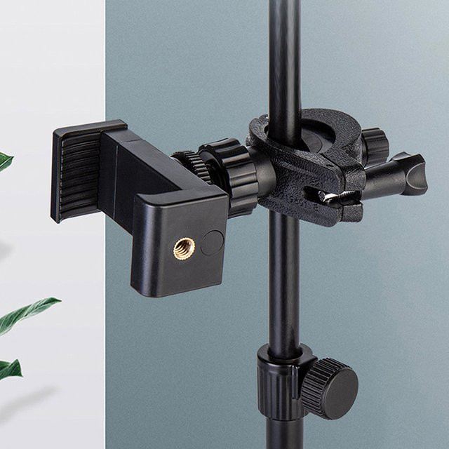 JETTING SLR-Kamera-Handyhalterung mit Stativ und 360 Grad Drehbarkeit für runde Lampen, Schwarz - Bild 1