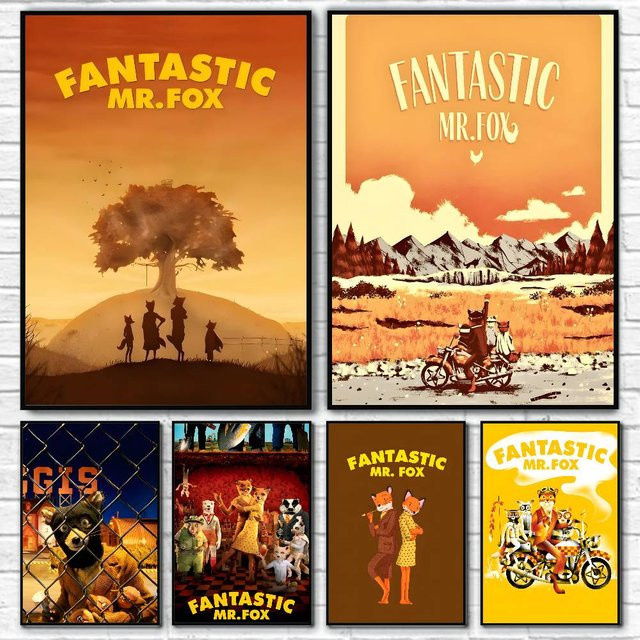 Vintage Anime-Film-Poster The Fantastic Mr. Fox als Wandkunst aus Papier, B/H: 15 x 15 cm - Bild 1