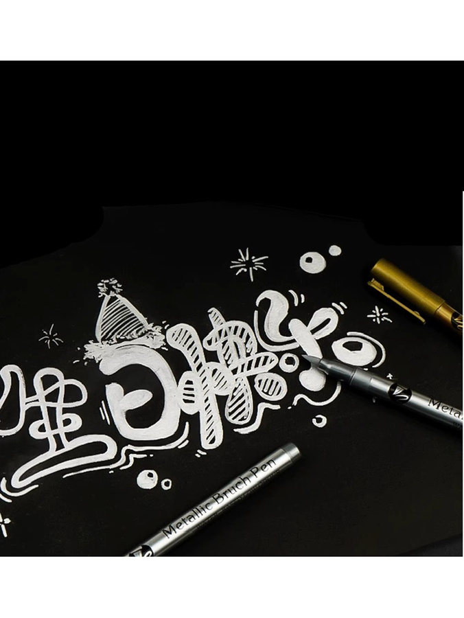 Haile Metallische Farbmarkierungsstifte mit Pinselspitze in Gold und Silber, wasserfeste permanente Kunstmarker für Manga, Scrapbooking und Bastelarbeiten - Bild 2