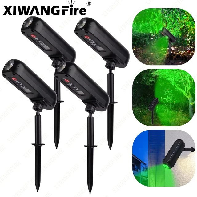 XIWANGFIRE LED Solar Gartenleuchte IP65 wasserdicht RGB Outdoor Scheinwerfer Schwarz - Bild 1