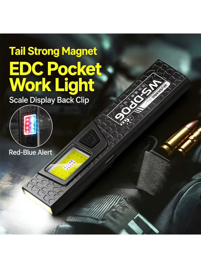 KDULIT LED-Schlüsselanhänger-Taschenlampe in Schwarz, wiederaufladbare Mini-Taschenlampe mit 550 lm, USB-C, Magnet und COB-Flutlicht für den Notfall - Bild 5
