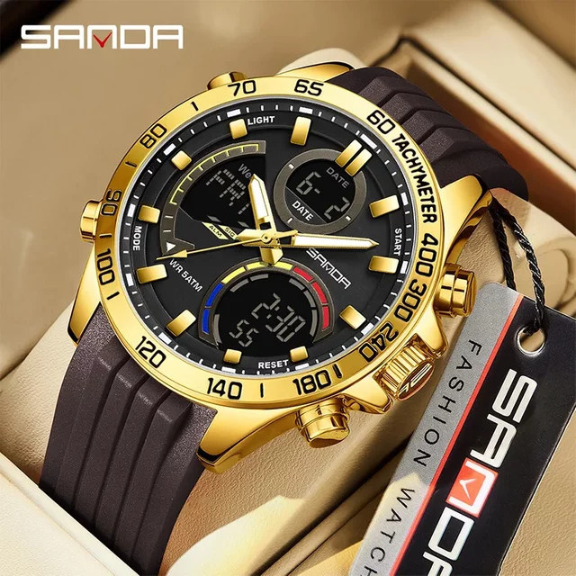 SANDA Armbanduhr Analog-Digital, Schwarz, Silikon, Herren - Bild 1