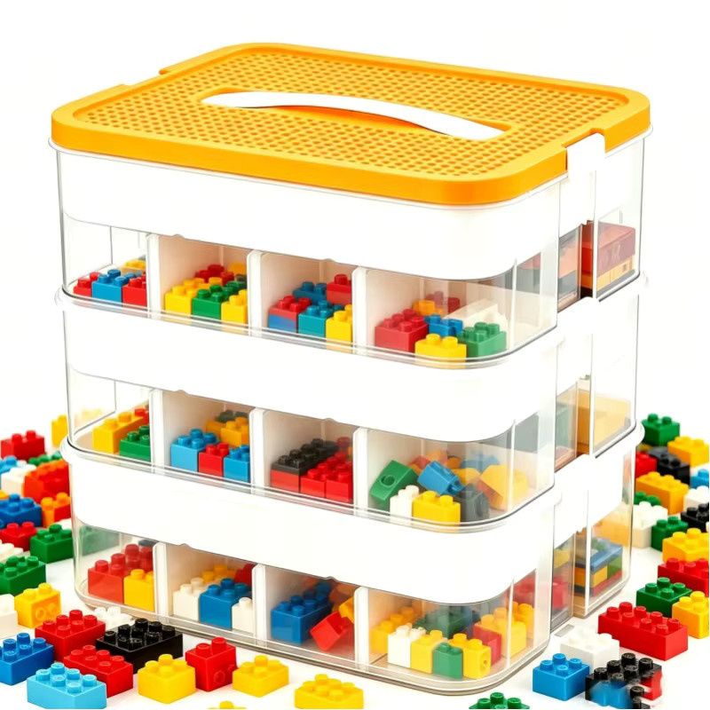 HGTUGO Kinder-Spielzeug-Aufbewahrungsbox aus Kunststoff, stapelbare Sortierbox mit Deckel und herausnehmbaren Fächern - Bild 5