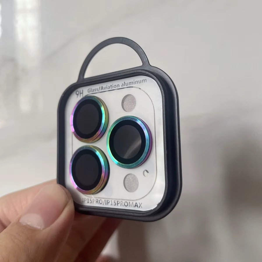 Metall Glas Kamera Schutzfolie mit Metall Ring für iPhone 14 15 16 17 Pro Max in Schwarz, 2-3 Stück Set - Bild 2