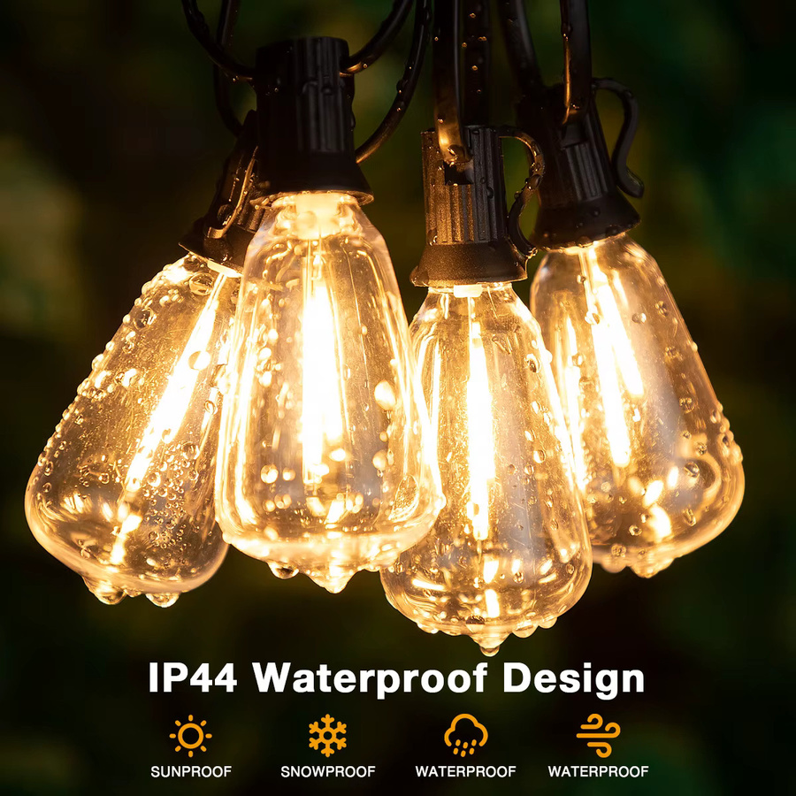 Genixgreen ST38 LED-Lichterkette für den Außenbereich, wasserdichte Girlande in Warmweiß, dimmbar und anschließbar, transparent - Bild 2