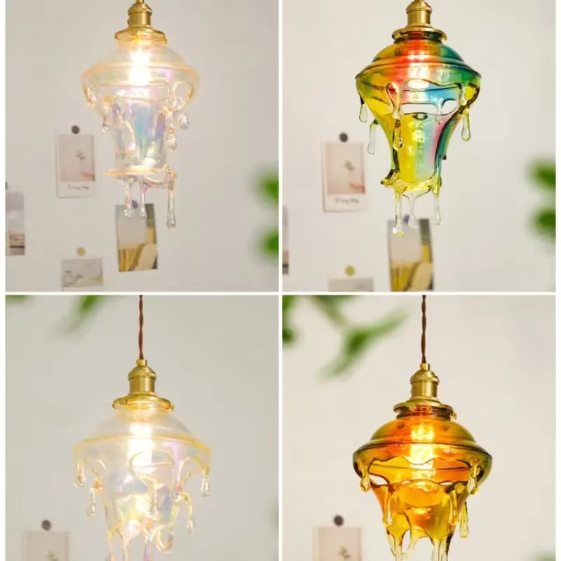 JIANKEXING LED-Pendelleuchte im Tropfen-Design aus Glas, Designer-Kronleuchter in Gold/Messing für Wohnzimmer und Schlafzimmer, warmweißes Licht - Bild 3