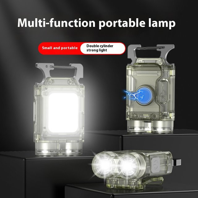 ESMARTER Mini EDC Schlüsselbund Taschenlampe mit Magnet und 6 Modi, wiederaufladbare Dual-Lichtquelle für Camping und Wandern - Bild 1