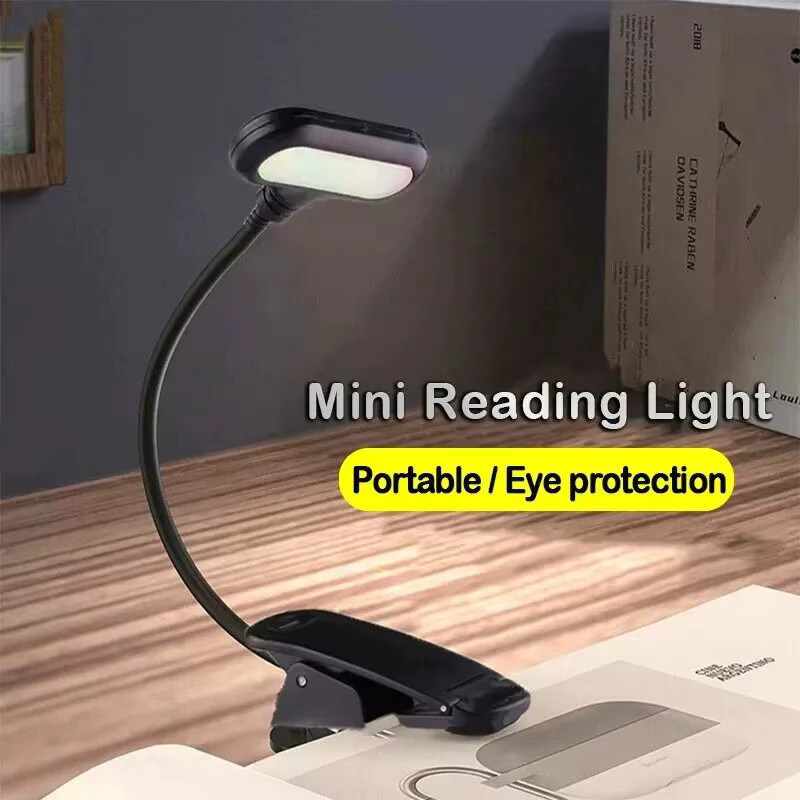 GGBEE LED Clip-On Buchlampe Schwarz, batteriebetriebbare flexible Leselampe für Schreibtisch und Schlafzimmer - Bild 3