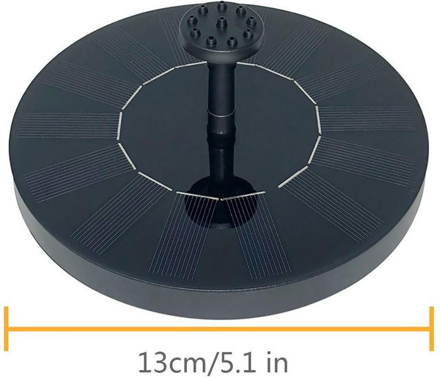 DHDH Solar-Wasserbrunnen Mini Wasserfall für Pool und Teich in Schwarz, Durchmesser: 13 cm, Höhe: 4 cm - Bild 1