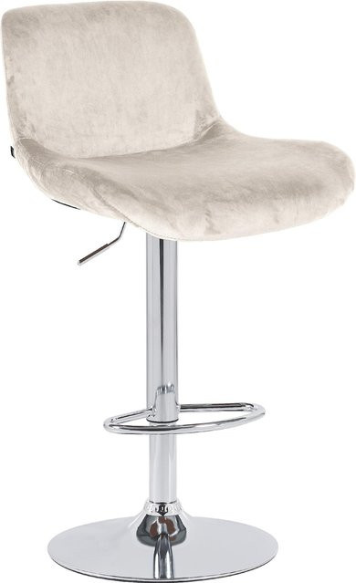 CLP Barhocker Solon in Beige mit Samt- oder Stoffbezug, Chrom, höhenverstellbar und drehbar mit Rückenlehne - Bild 1