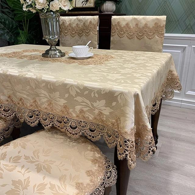 Julliette Traum Tischdecke Rechteck mit floraler Spitze in Beige, B/T: 130 x 130 cm - Bild 1