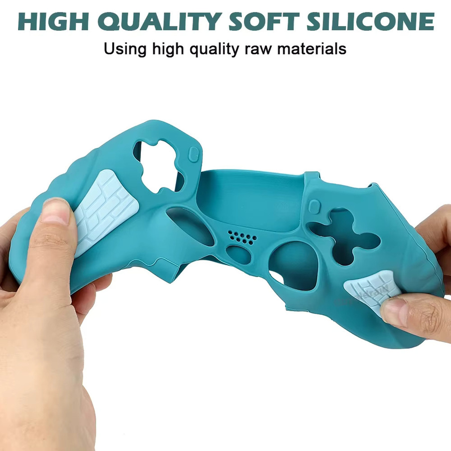 Pogopirate Anti-Rutsch-Silikonhülle für PS5-Controller in Blau und Türkis inklusive Touchpad-Aufkleber - Bild 4