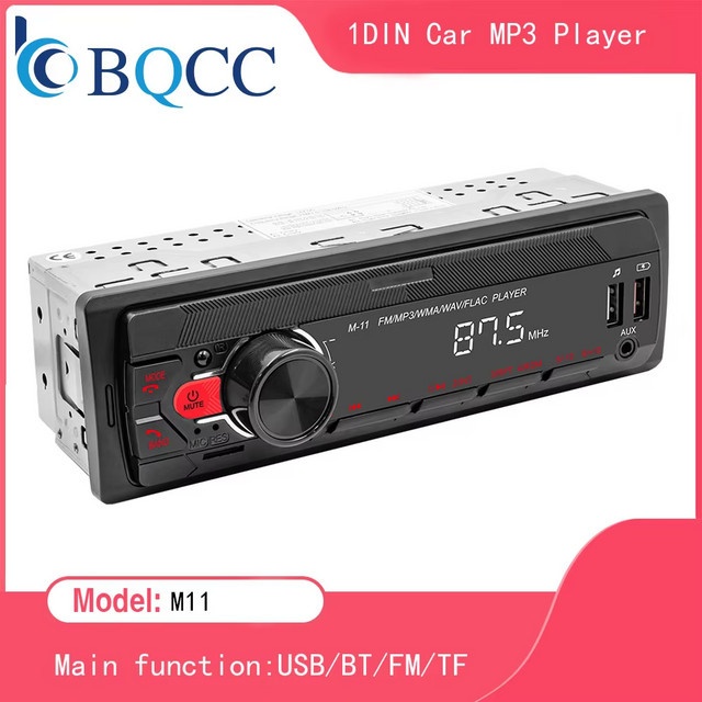 BQCC Autoradio-Stereo-Player mit Bluetooth, FM-Radio, MP3, USB, SD und AUX-Eingang in Schwarz - Bild 1