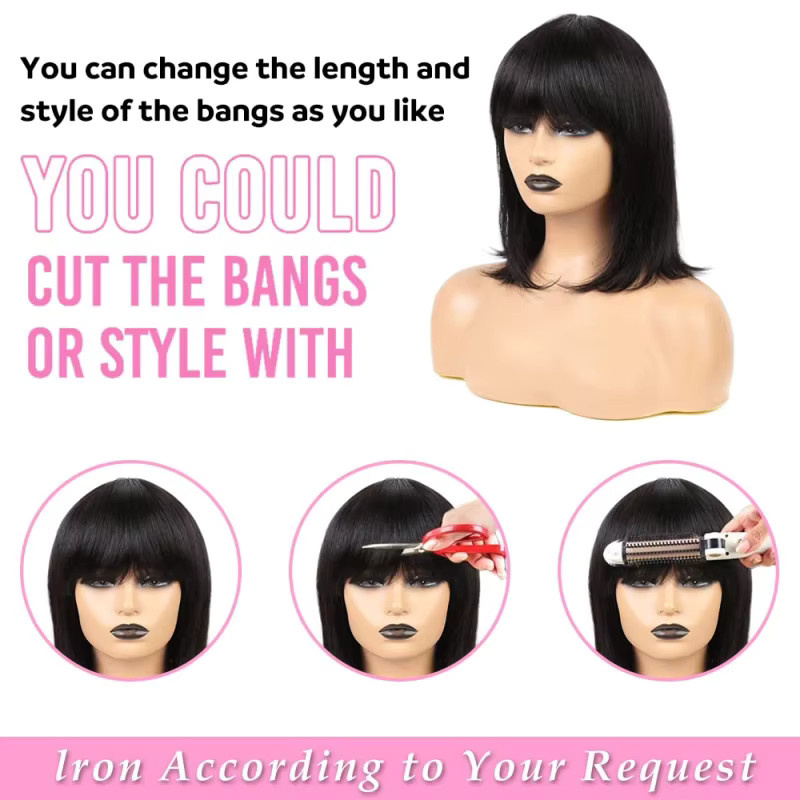 Suri Hair Bob-Perücke mit Pony, schwarz, 10 Zoll, Damen - Bild 2