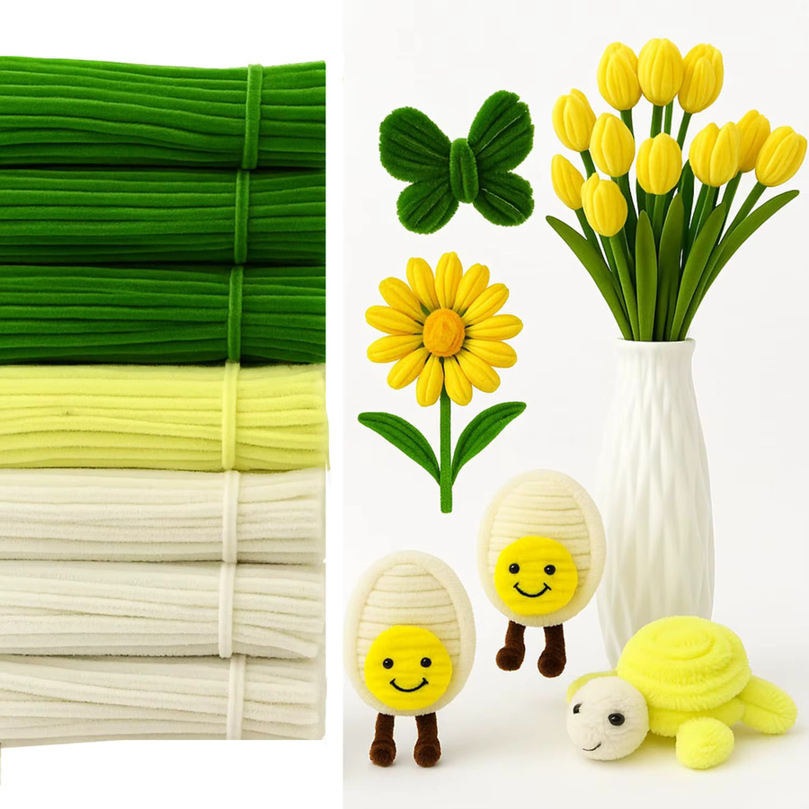 350 Stück Chenille-Pfeifenreiniger zum Basteln in Pastellfarben und Farbverlauf für DIY-Projekte wie Blumen, Halloween, Thanksgiving und Weihnachten, Multicolor (Pink, Grün) - Bild 1