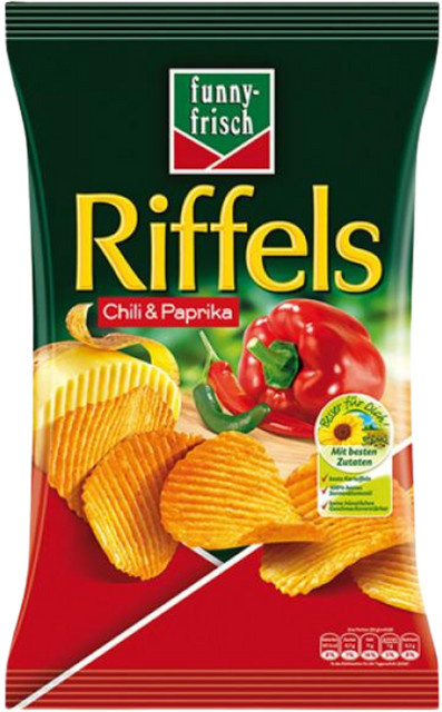 funny-frisch Riffels Chips Chili & Paprika 150 g - Bild 1