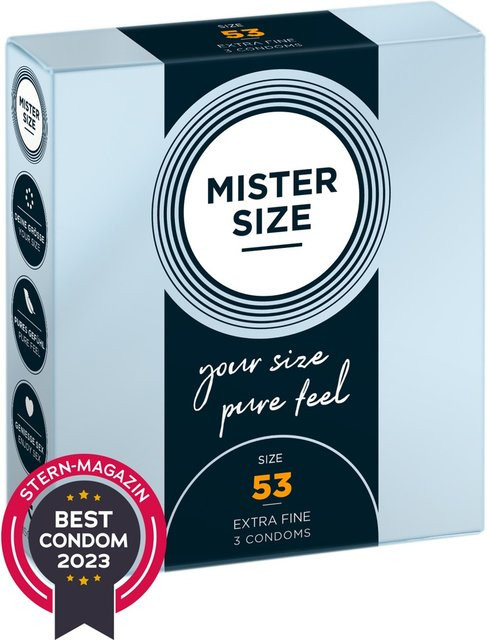 Mister Size Kondome, transparent, hauchdünn, feucht, 53 mm, Unisex - Bild 1