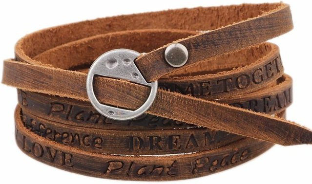 Armband Leder, braun, mehrschichtig, mit Anhängern, Unisex - Bild 1