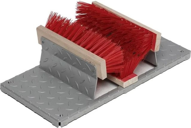 PROREGAL Robuster Schuhreiniger aus feuerverzinktem Stahl mit Bürsten, H x B x T: 17 x 59 x 29 cm - Bild 1