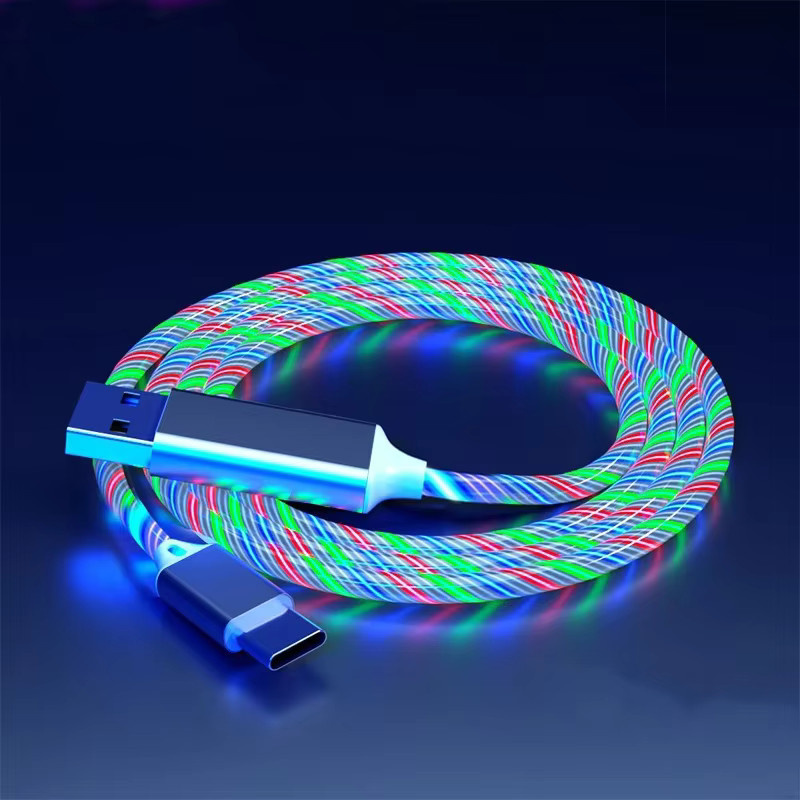 VBNM Leuchtendes LED USB-A auf Typ-C Schnellladekabel in Multicolour für iPhone 15 16 Pro Max, Xiaomi, Samsung, OPPO und Huawei - Bild 2