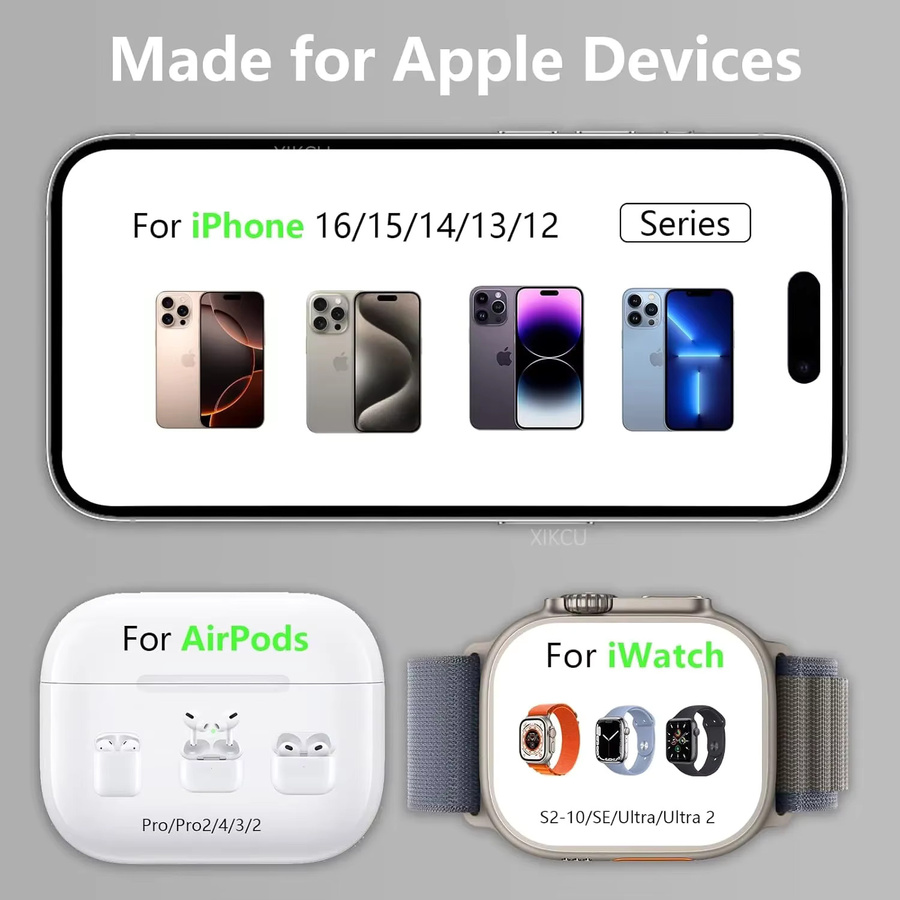 3-in-1 Magnetisches kabelloses Ladegerät Travel Dock für Apple iPhone, Apple Watch und AirPods Pro in Schwarz - Bild 3