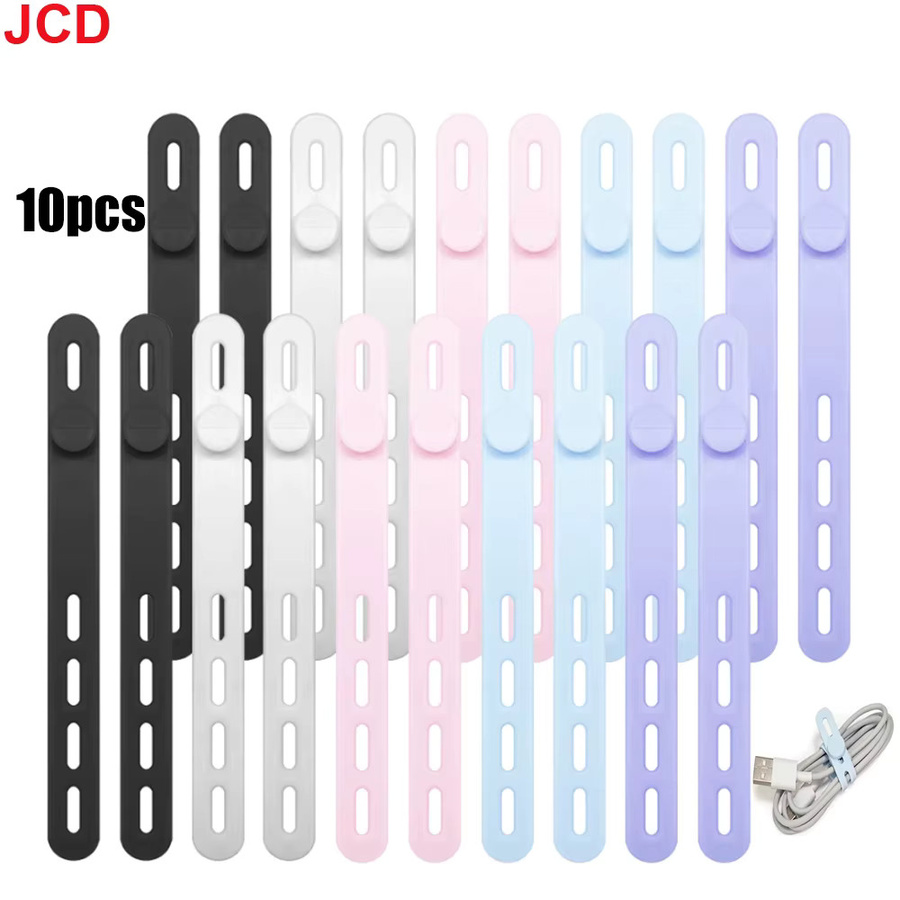 JCD Silikon-Kabelbinder Set, 10 Stück, wiederverwendbar und robust, Farben: Mehrfarbig und Pink - Bild 2