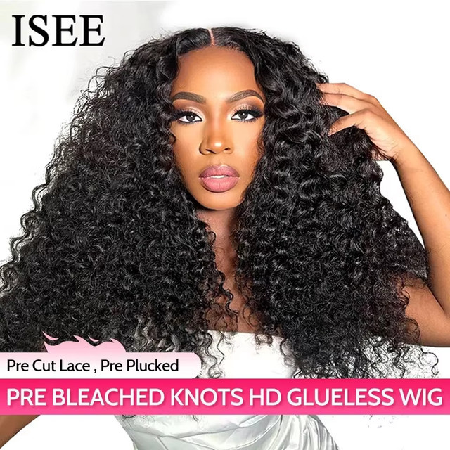 ISEE Wear and Go Glueless Perücke, Kinky Curly Lace Front, Echthaar, Damen - Bild 1