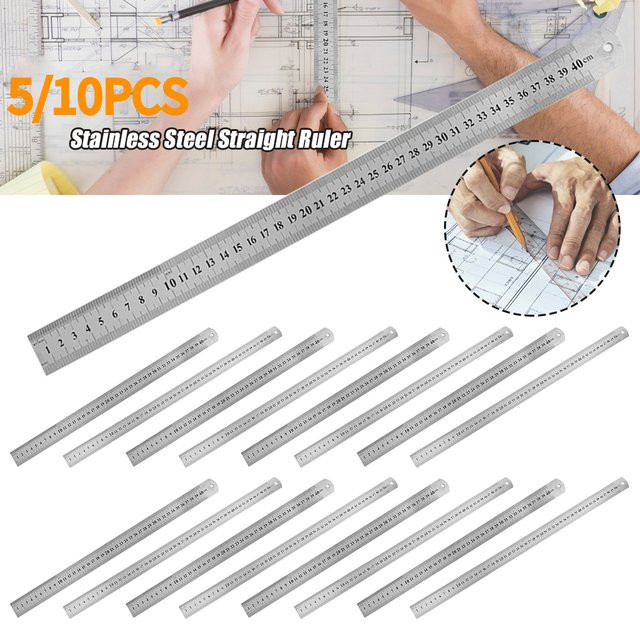 Shunmaii Edelstahl-Lineal aus Metall in Silber, 10 cm hochpräzises Metall-Lineal mit gerader Kante für Schule und Handwerk - Bild 1
