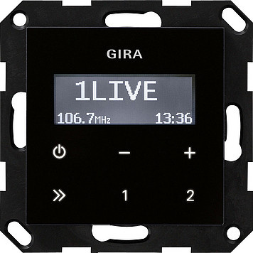GIRA Digitalradio mit Uhr in Schwarz mit FM und Internetradio - Bild 1