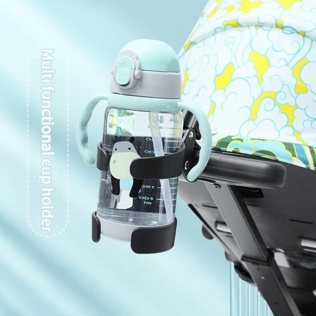 Multifunktionaler Getränkehalter in Schwarz für Kinderwagen, Fahrräder und elektrische Fahrzeuge als universelles Zubehör für Flaschen und Becher - Bild 1