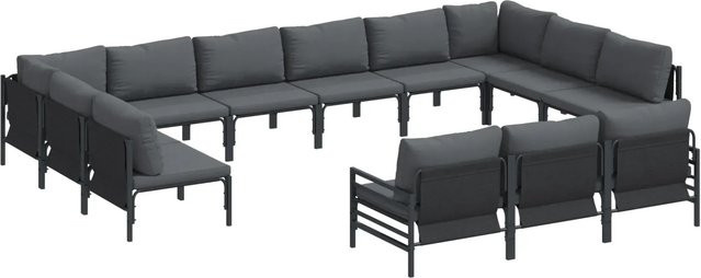 vidaXL Garten-Sofa-Set 13-teilig aus Stahl in Anthrazit - Bild 1