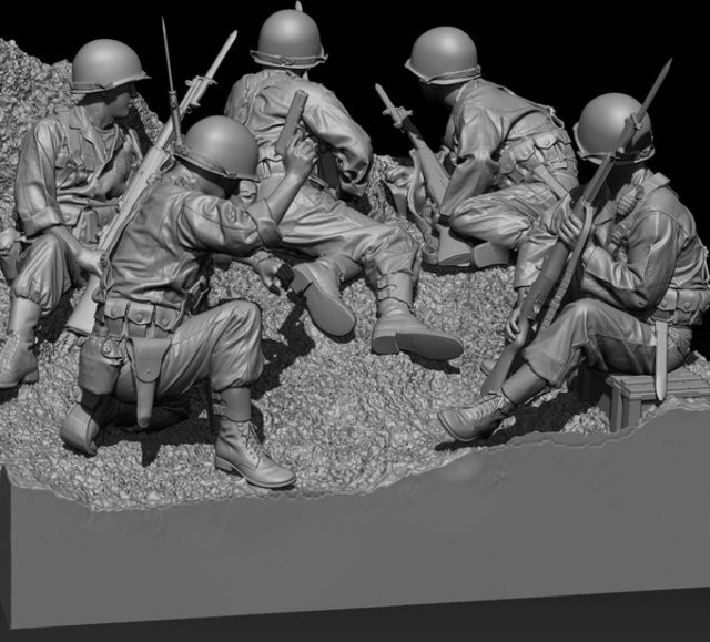 LISM Harzfiguren-Modellbausatz, Militär, Maßstab 1:35, 5-teiliges Set - Bild 1