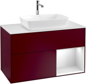 V&B Finion Waschtischunterschrank mit LED-Beleuchtung und Regalfach in Weiß - Bild 1